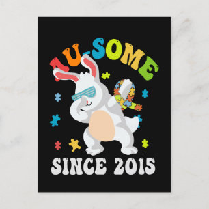 Lustiger Ostern Dabbing Hase Autismus-Bewusstsein  Einladungspostkarte