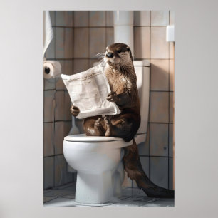 Lustiger Otter-Badezimmer-Druck, Toilettenzeitung Poster