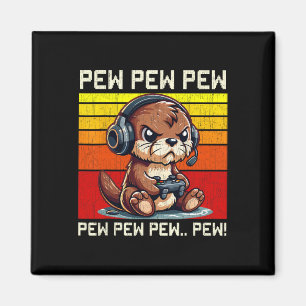 Lustiger Otter-Gamer Pew-Videospiel Vintage Jungen Magnet