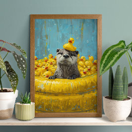 Lustiger Otter Gummiente Pool Poster