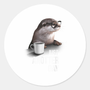 Lustiger Otter - Nur ein weiterer Tag für Otterlie Runder Aufkleber