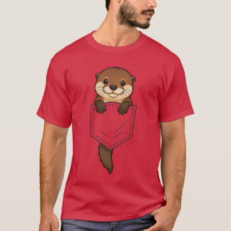 Lustiger Otter schaut in Tasche Tierliebhaber Männ T-Shirt