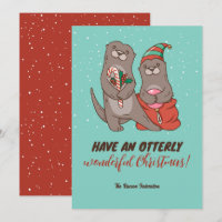 Lustiger Otter-Wortwitz-Winter-Feiertag Frohe Weih