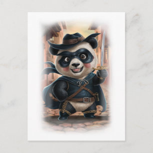 Lustiger Panda-Filmheld auf Weiß Feiertagspostkarte