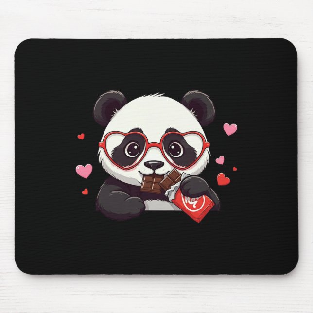 Lustiger Panda-Herz-Schokoladen-Valentinstag-Panda Mousepad (Vorne)