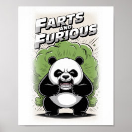 Lustiger Panda macht einen Furz auf einem Weißen Poster