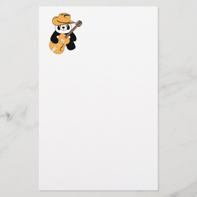 Lustiger Panda mit Gitarre Briefpapier (Vorderseite)