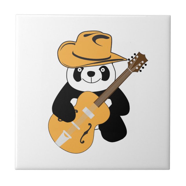 Lustiger Panda mit Gitarre Fliese (Vorderseite)