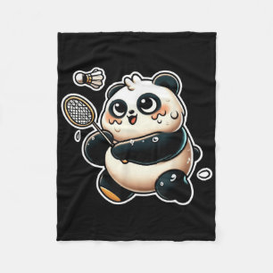 Lustiger Panda spielt Badminton Süße sportliche Üb Fleecedecke