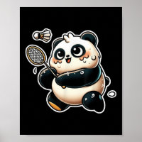 Lustiger Panda spielt Badminton Süße sportliche Üb