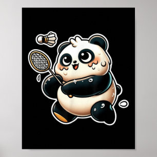 Lustiger Panda spielt Badminton Süße sportliche Üb Poster
