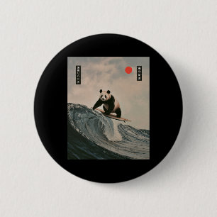 Lustiger Panda-Surf-Spruch Japanische Welle Meme H Button