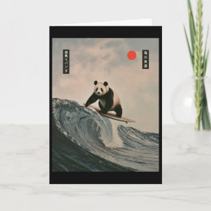 Lustiger Panda-Surfing-Spruch Japanische Welle Mem Karte