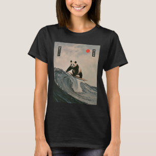 Lustiger Panda-Surfing-Spruch Japanische Welle Mem T-Shirt