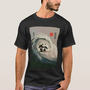 Lustiger Panda Surft Spruch Japanische Welle Meme T-Shirt