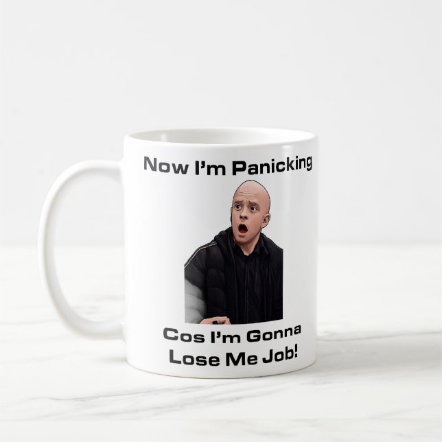 Lustiger Panik Becher Noveltät Kaffeetasse Bürohum (Links)