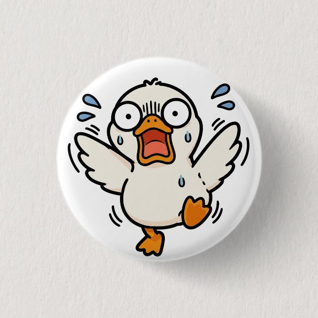 Lustiger Panik-Enten-Kawaii-Süßer-Meme-Button Button (Vorderseite)
