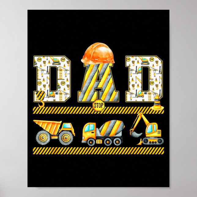 Lustiger Papa Bagger Kinder Passende Fam Poster (Vorne)