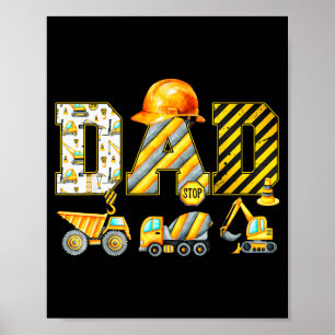 Lustiger Papa Bau Bagger Kinder passend Fam Poster