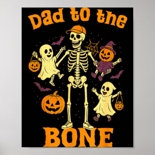 Lustiger Papa bis auf die Knochen Skelett mit Kind Poster
