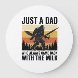 Lustiger Papa kam mit der Milch Vintage-Shirt_1 Große Wanduhr