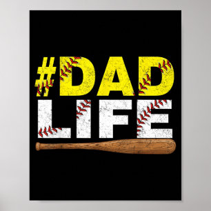 Lustiger Papa Leben Softball Baseball Daddy Sport Poster