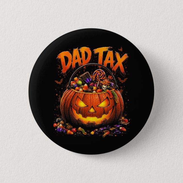 Lustiger Papa-Steuer Halloween-Kürbis Button (Vorderseite)