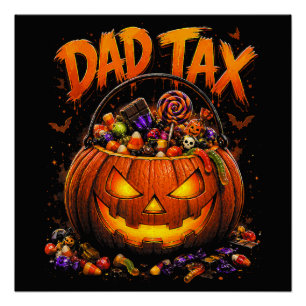 Lustiger Papa-Steuer Halloween-Kürbis Poster
