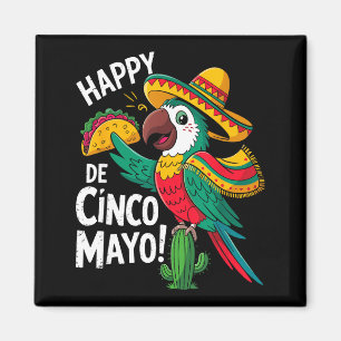 Lustiger Papagei Sombrero Hut Cinco de Mayo  Magnet
