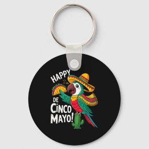 Lustiger Papagei Sombrero Hut Cinco de Mayo Schlüsselanhänger