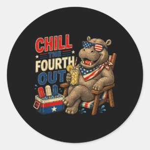 Lustiger Patriotischer Chill The Fourth Out Nilpfe Runder Aufkleber