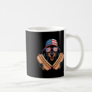 Lustiger patriotischer Dachshund 4. Juli Hotdog Am Kaffeetasse