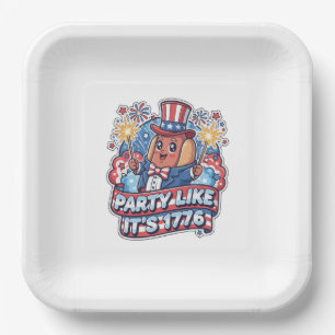 Lustiger patriotischer Hot Dog 4. Juli Party Pappteller