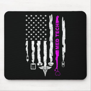Lustiger patriotischer Medizintechniker USA-Flagge Mousepad