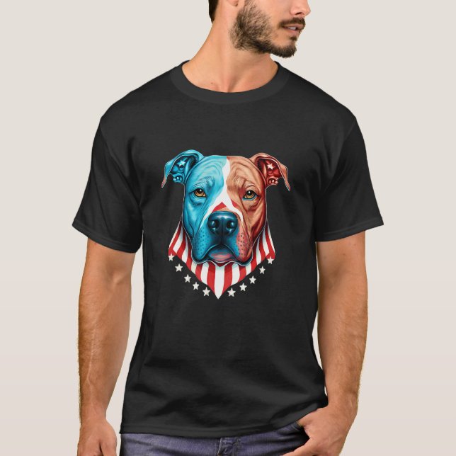 Lustiger Patriotischer Pit Bull  Pit Bull Mama ode T-Shirt (Vorderseite)