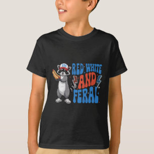 Lustiger patriotischer Waschbär Rot Weiß Und Wild T-Shirt