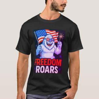 Lustiger patriotischer Yeti „FREIHEIT BRÜLLT“ 4. J T-Shirt
