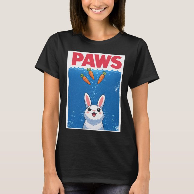 Lustiger PAWS-Hase Hai T-Shirt (Vorderseite)