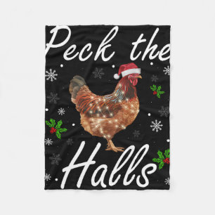 Lustiger Peck The Halls Weihnachts-Huhn-Schneefloc Fleecedecke