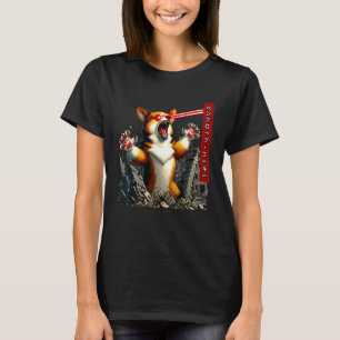 Lustiger Pembroke Corgi Hund Kaiju Monster Japanis T-Shirt