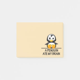 Lustiger Penguin aß meine niedliche Gehirn-Grafik Post-it Klebezettel