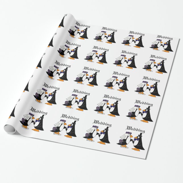 Lustiger Penguin-Braut-und Geschenkpapier (Ungerollt)