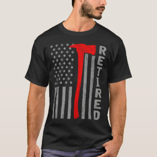 Lustiger pensionierter Feuerwehrmann USA-Flagge Fe T-Shirt