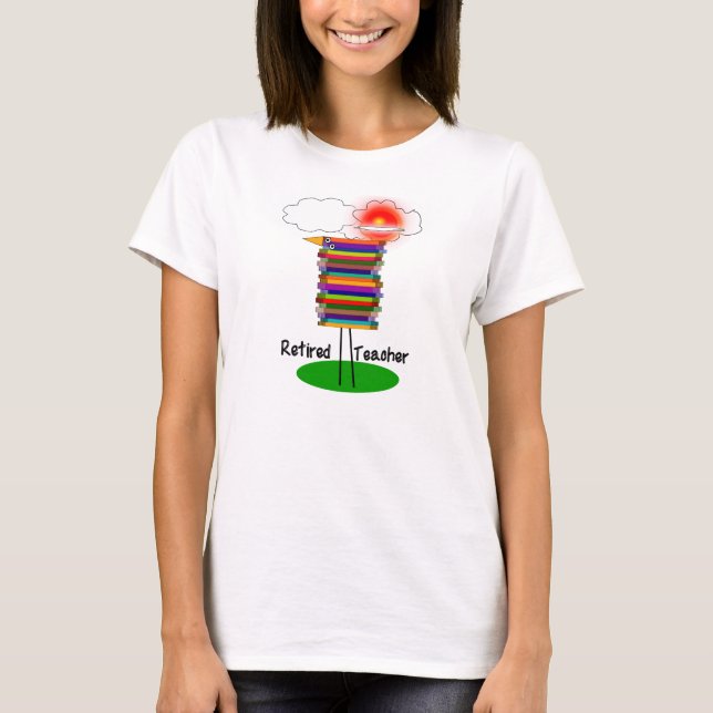 Lustiger pensionierter Lehrer-Buch-Vogel-T - Shirt (Vorderseite)