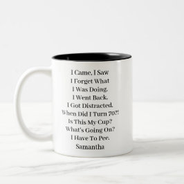 Lustiger personalisierter 70. Geburtstag Zweifarbige Tasse