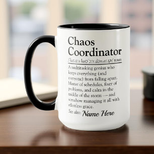 Lustiger personalisierter Chaos-Koordinator Dank Tasse