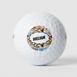Lustiger personalisierter Comic-Name Golfball