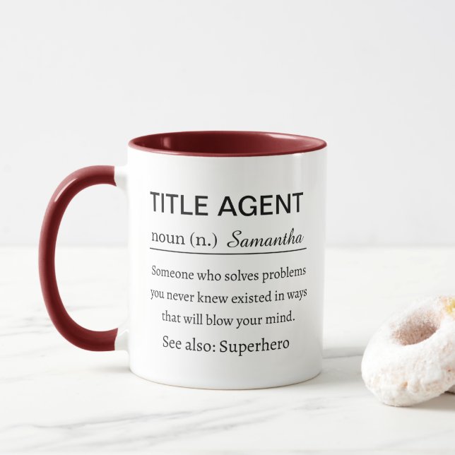 Lustiger Personalisierter Titel Agent Definition Tasse (Mit Donut)