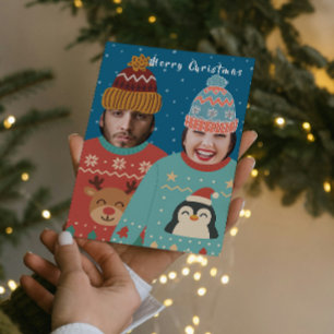 Lustiger personalisierter Weihnachtspullover Feiertagskarte