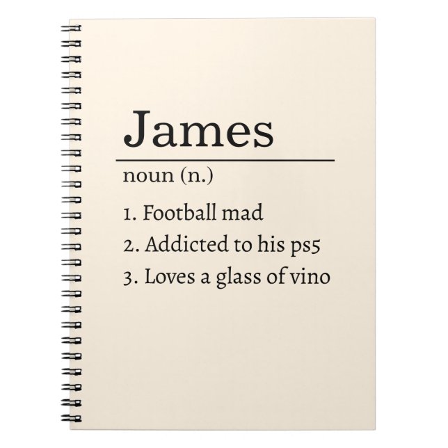 Lustiger personalisierter Wörterbuchname Definitio Notizblock (Vorderseite)